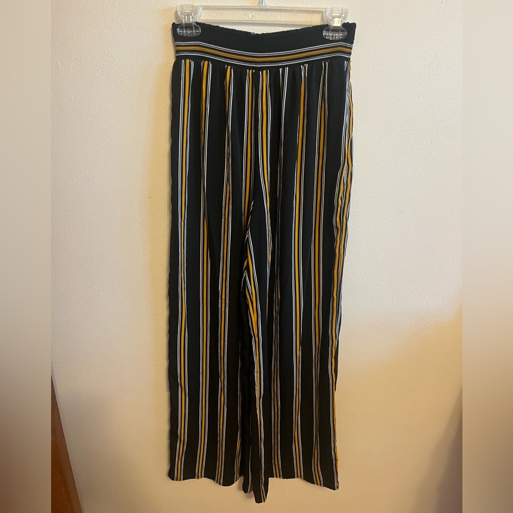 Black Striped Wide Leg Pant